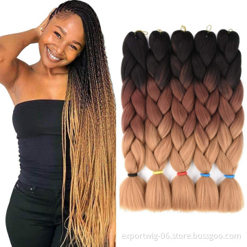 24inch cheap synthetic Hair Box Braids pre stretched expression braiding hair Jumbo crochet braided hair extension bulk